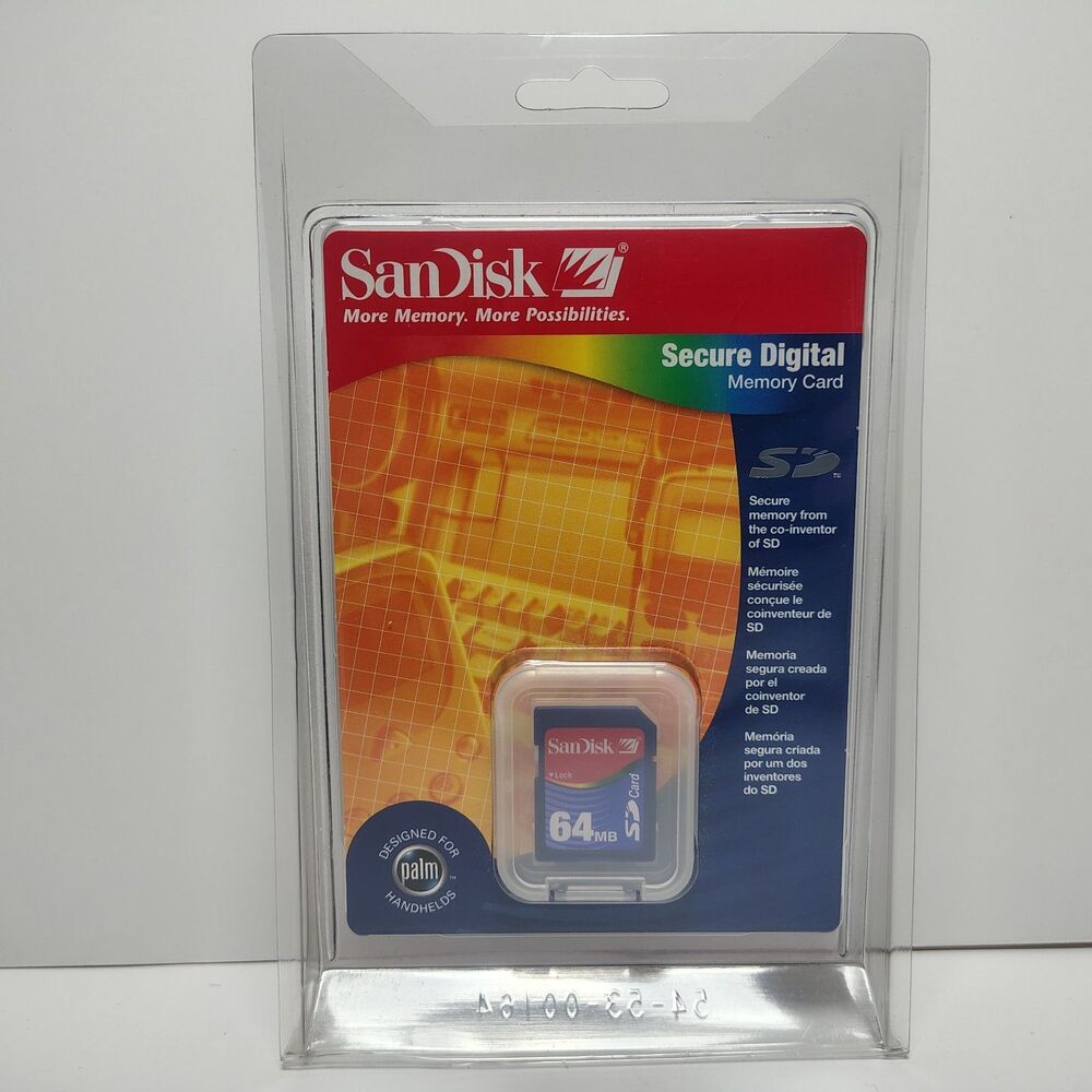 Vintage SanDisk  64MB  SD Card Secure Digital Factory Sealed Palm Handheld Retro